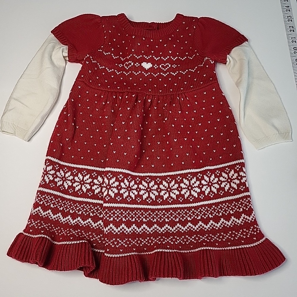 GYMBOREE Y2K 2011 Holiday Red Heart Sweater Dress Girls‎ Toddler 18-24 Months